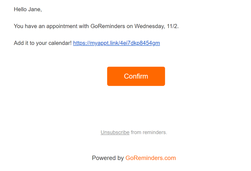 email reminder example