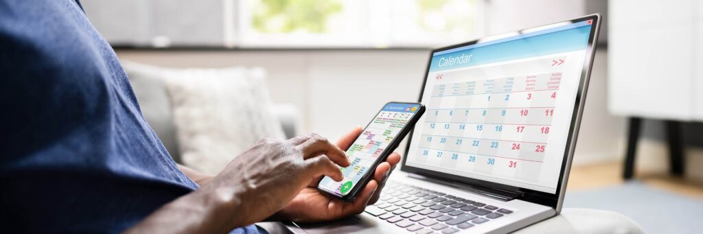 Appointment Schedule Planner And Date Calendar On Laptop And Phone