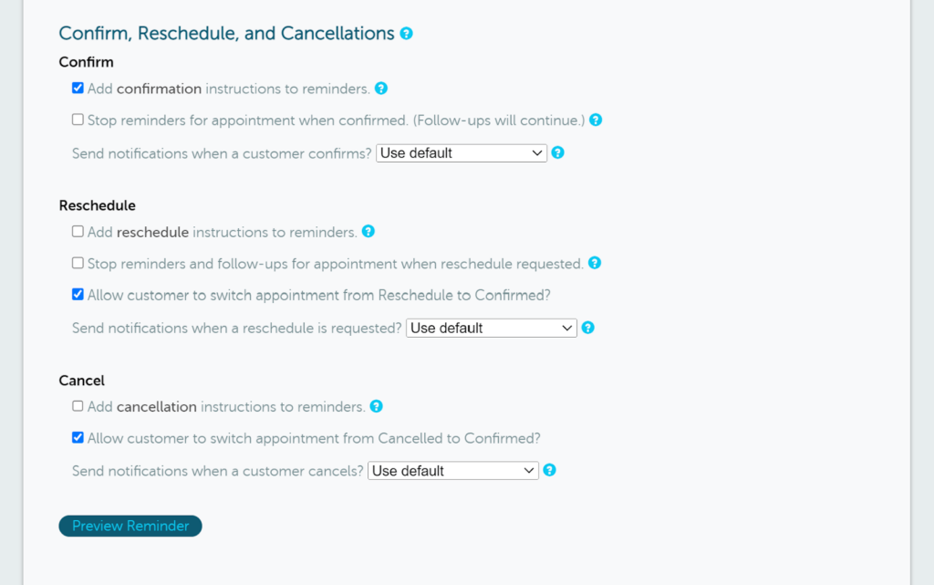 Confirm, Reschedule, and Cancellations