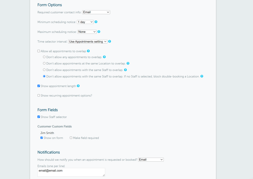 Form Options